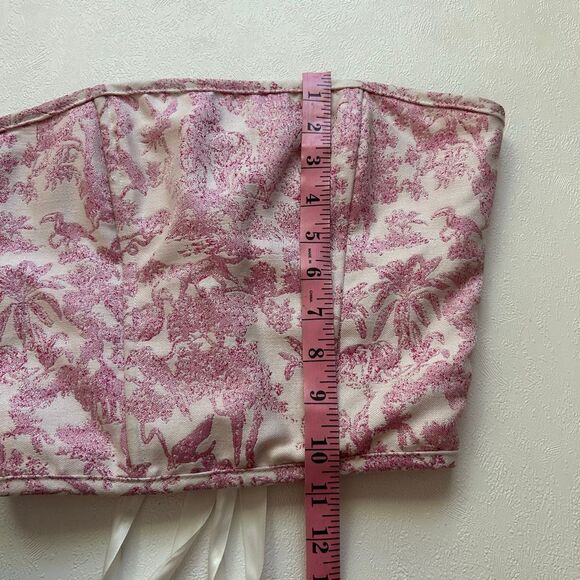 Tic Toc Los Angeles Pink Toile Corset Top Size S Lace-Up Bustier - Picture 6 of 6